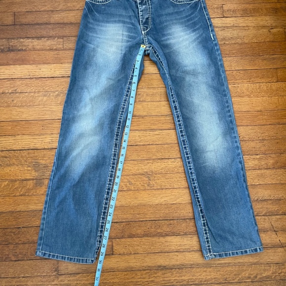 Iconic Y2K True Religion Mickey Big T Jeans Wide Stitching Low Rise Sz 32 - Picture 7 of 10